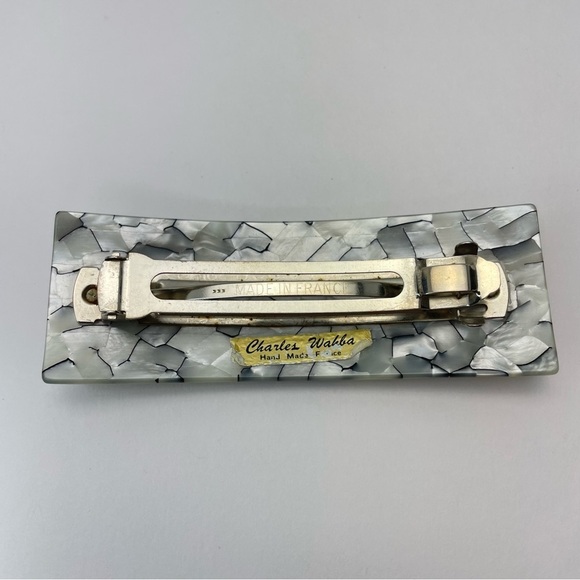 CHARLES Wahba Made in France Pearlescent Rectangular Barrette - Picture 5 of 8